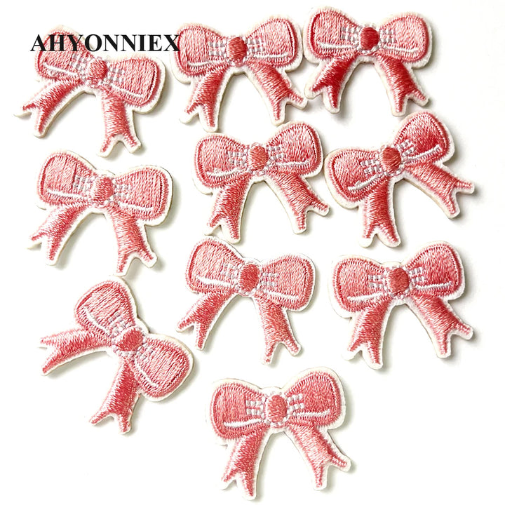 10pcs/Lot Small Bowknot Patch Embroidery Sticker Iron On Patches for Clothing Applique Embroidery DIY Clothing Accessories