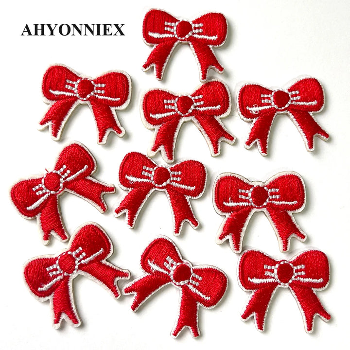 10pcs/Lot Small Bowknot Patch Embroidery Sticker Iron On Patches for Clothing Applique Embroidery DIY Clothing Accessories