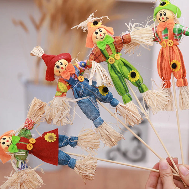 4pcs Halloween idyllic Scarecrow Adorable Scarecrow decor Mini Animated Scarecrow Bar Garden Autumn Scarecrow Decor Halloween