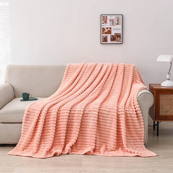 1pc Solid Color Flannel Blanket Soft Warm Throw Blankets for Couch Sofa Office Bed Camping Travel Multi-purpose Gift Blanket