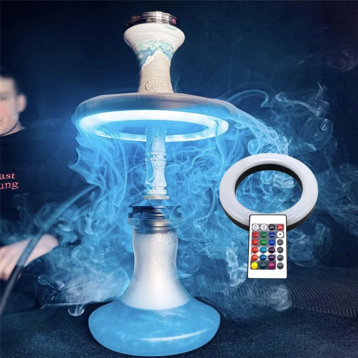 JUSES' S Hookah LED Ring Light Rechargeable RGB Colorful Shisha Lamp Grid Round Hole Buckle Nightclub Smoking Accessories