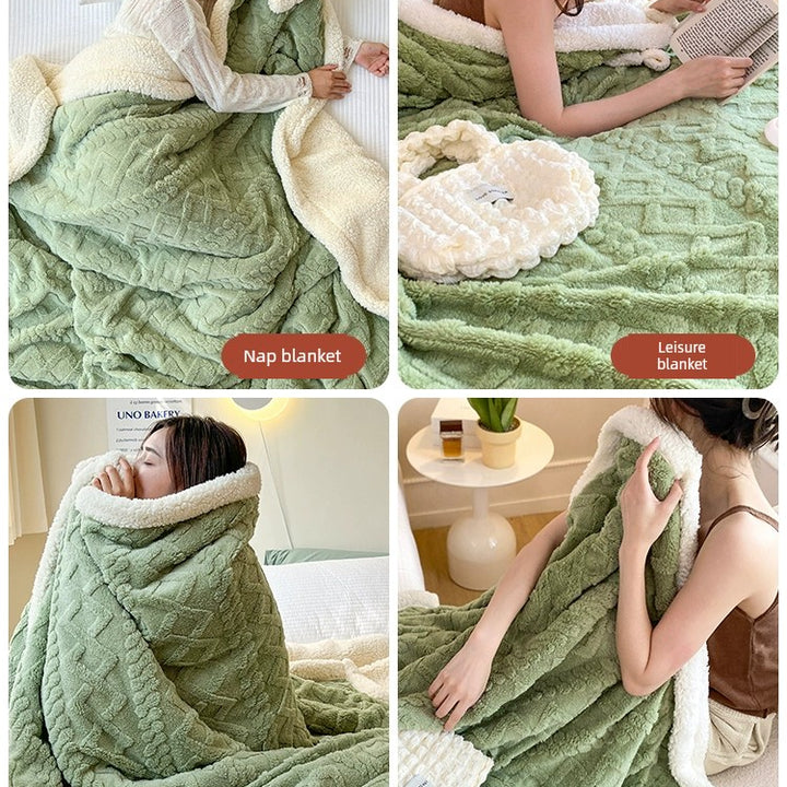 Sofa Blanket Winter Thick Blanket Coral Fleece Dormitory Single Woollen Blanket Office Nap Blanket Fall and Winter Blanket