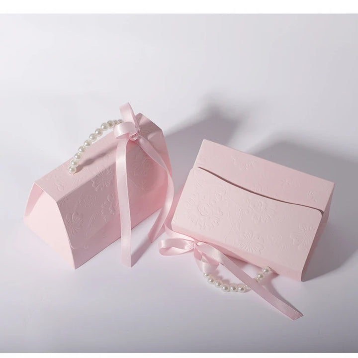 Letterpress Printing Flower Candy Box Mini Packaging Bags Paper Box For Gift Set Box Small Gift Bags Wedding Favors Party Decor