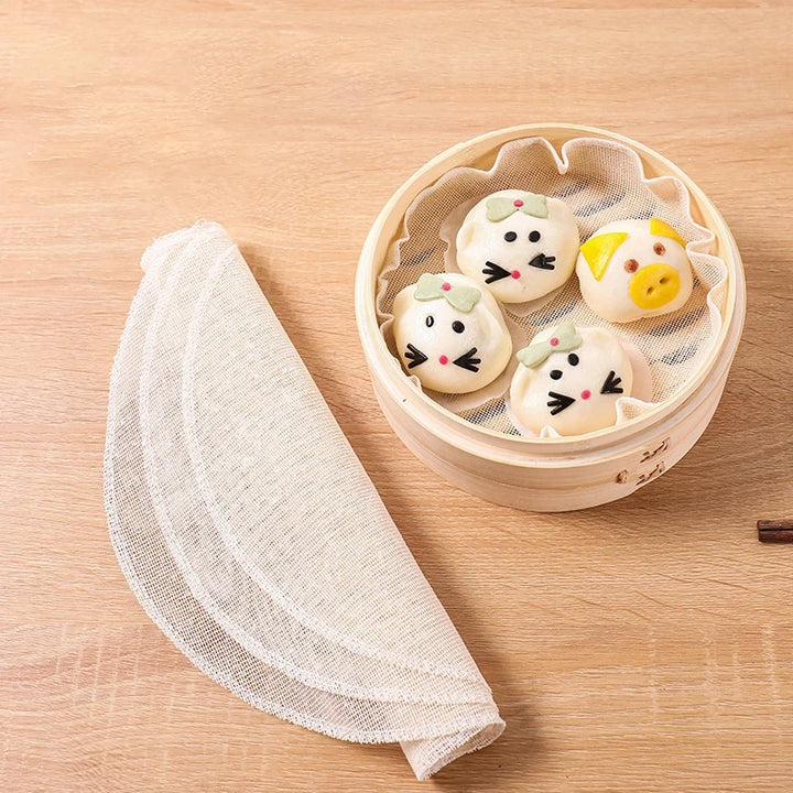 10Pcs 24/28/32CM Pure Cotton Steamer Cloth Household Drawer Cloth Steamed Rice And Bun Mat Round Cotton Gauze Kitchen Steamer