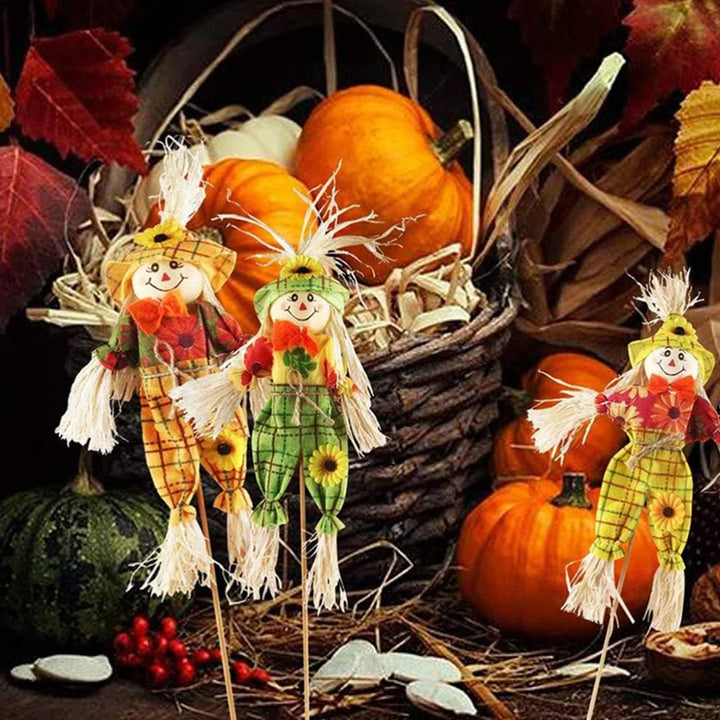 4pcs Halloween idyllic Scarecrow Adorable Scarecrow decor Mini Animated Scarecrow Bar Garden Autumn Scarecrow Decor Halloween