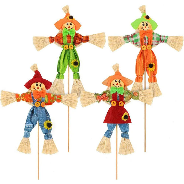 4pcs Halloween idyllic Scarecrow Adorable Scarecrow decor Mini Animated Scarecrow Bar Garden Autumn Scarecrow Decor Halloween