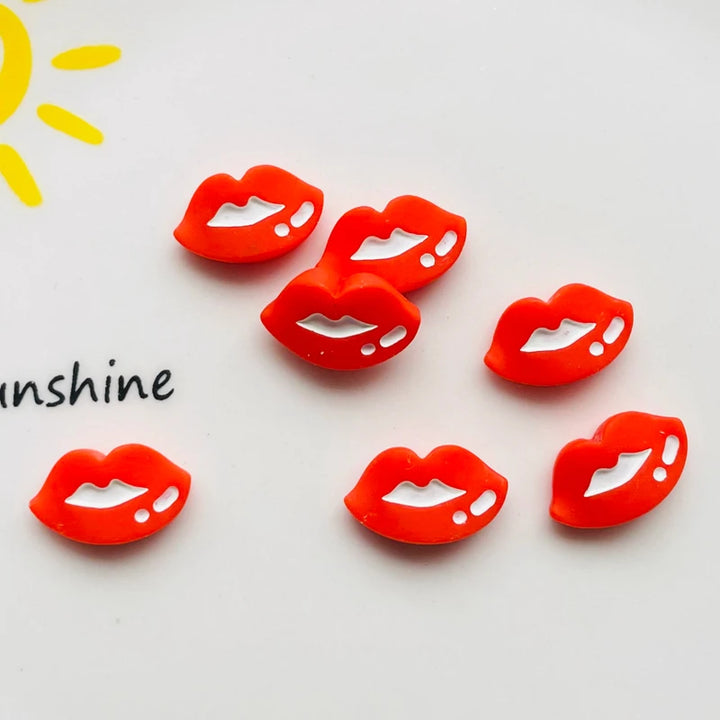 20 Pcs New Lovely Mini Cartoon Red Sexy Charm, Lips Resin Cabochon Scrapbook Diy Jewellery Hairpin Accessories Decorate Craft