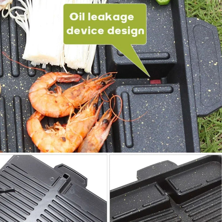 BBQ Grill Pan Plate 32 X 26cm Portable Non-Stick Coating Butane Gas Stove Cooker Plate Rectangle Korean Barbecue Plate