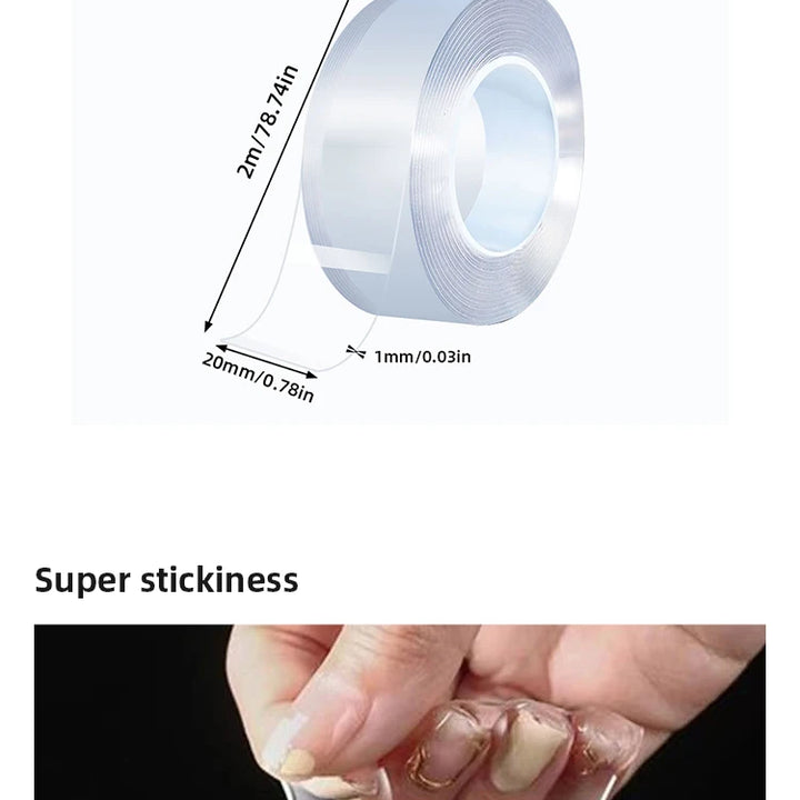 Nano Double Sided Tape Transparent Waterproof Strong Tape Reusable Nano Tape Kitchen Bathroom Home Decoration