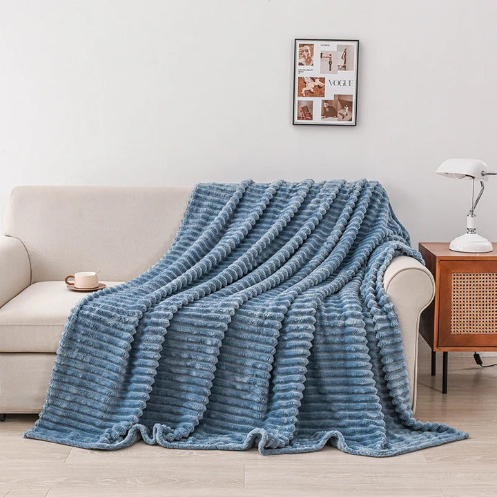 1pc Solid Color Flannel Blanket Soft Warm Throw Blankets for Couch Sofa Office Bed Camping Travel Multi-purpose Gift Blanket