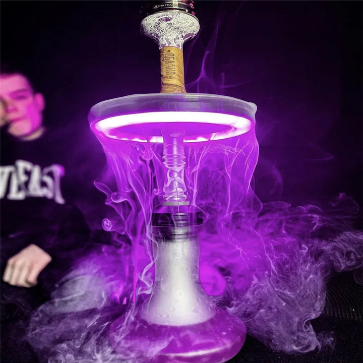 JUSES' S Hookah LED Ring Light Rechargeable RGB Colorful Shisha Lamp Grid Round Hole Buckle Nightclub Smoking Accessories