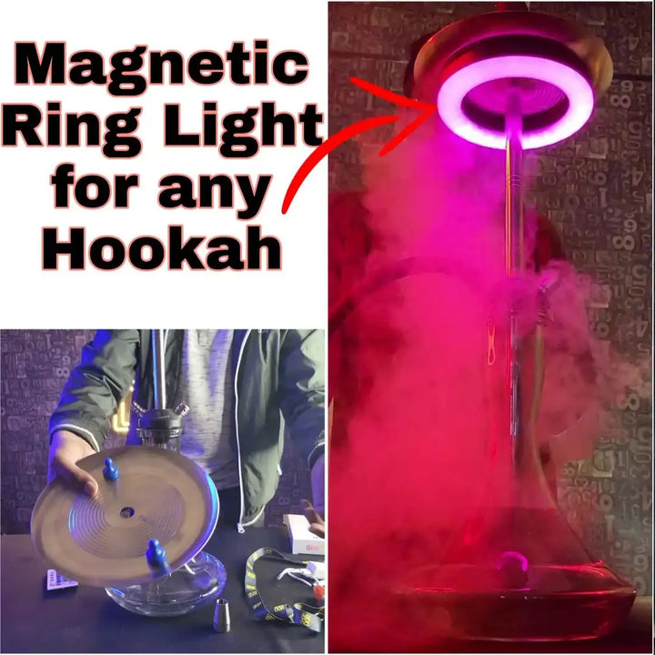 JUSES' S Hookah LED Ring Light Rechargeable RGB Colorful Shisha Lamp Grid Round Hole Buckle Nightclub Smoking Accessories