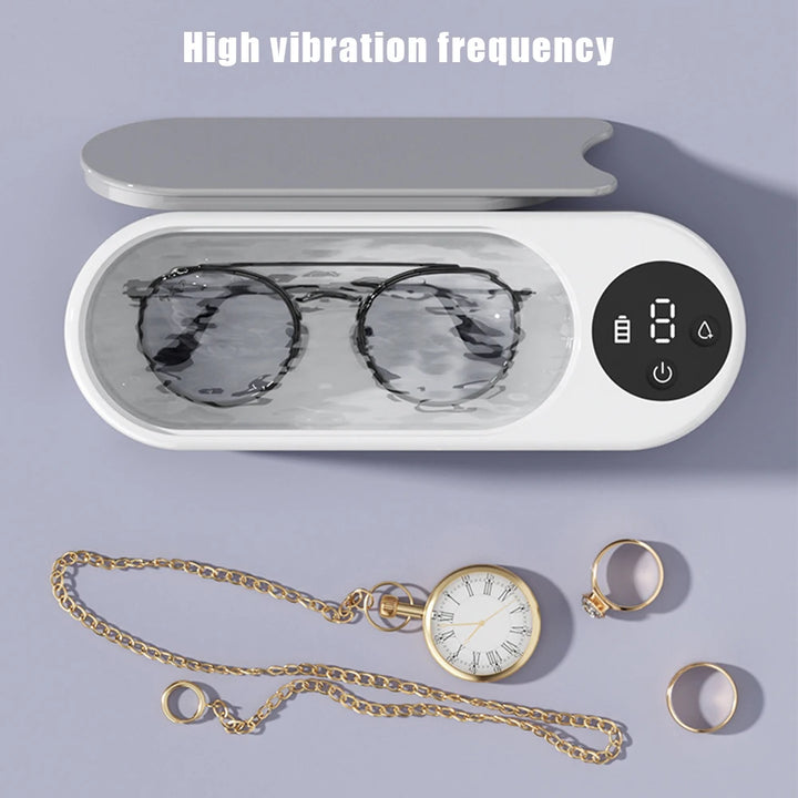 Ultrasonic Retainer Cleaner Machine Multifunctional Glasses Cleaner High Frequency Vibration USB Rechargeable for Coins Dentures