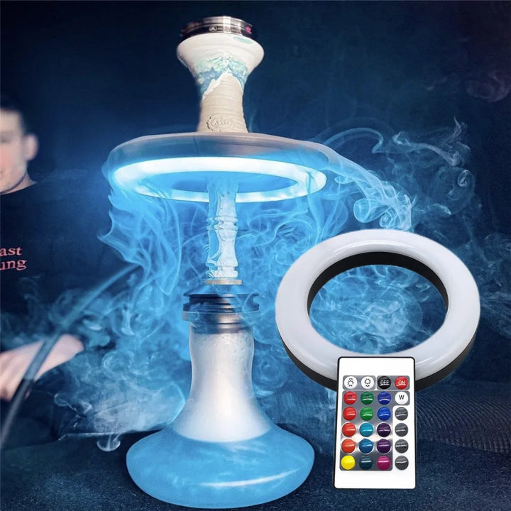 JUSES' S Hookah LED Ring Light Rechargeable RGB Colorful Shisha Lamp Grid Round Hole Buckle Nightclub Smoking Accessories