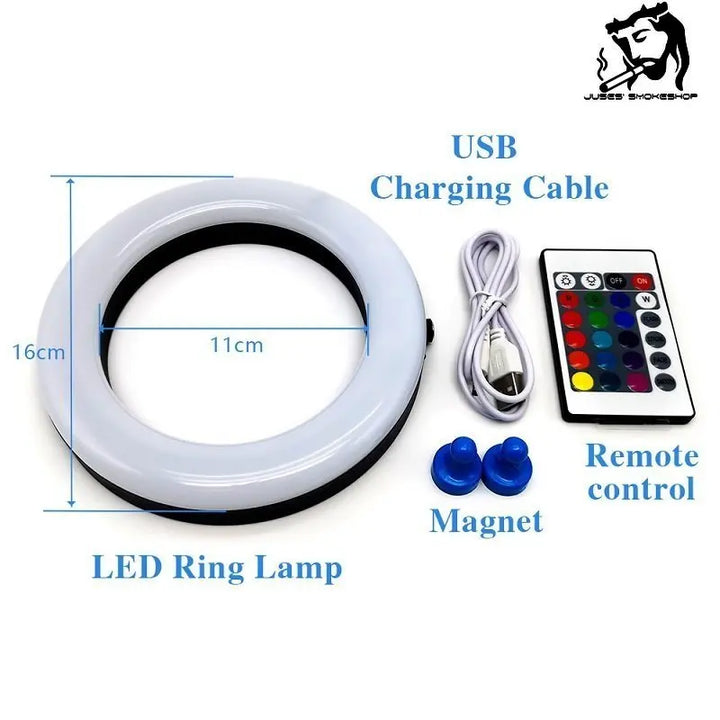 JUSES' S Hookah LED Ring Light Rechargeable RGB Colorful Shisha Lamp Grid Round Hole Buckle Nightclub Smoking Accessories