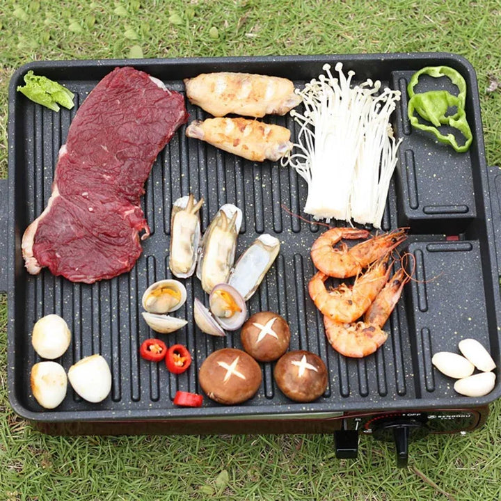 BBQ Grill Pan Plate 32 X 26cm Portable Non-Stick Coating Butane Gas Stove Cooker Plate Rectangle Korean Barbecue Plate