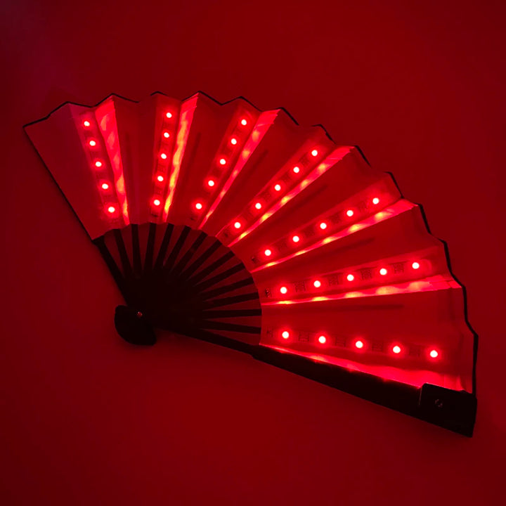 Chinese Japanese luminous Handheld Fan colorful led light up hand fan nightclub glowing props for Rave festival wedding party