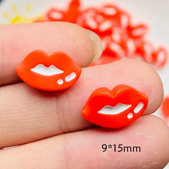 20 Pcs New Lovely Mini Cartoon Red Sexy Charm, Lips Resin Cabochon Scrapbook Diy Jewellery Hairpin Accessories Decorate Craft