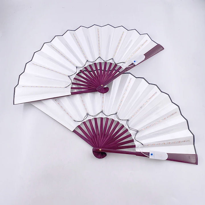 Chinese Japanese luminous Handheld Fan colorful led light up hand fan nightclub glowing props for Rave festival wedding party