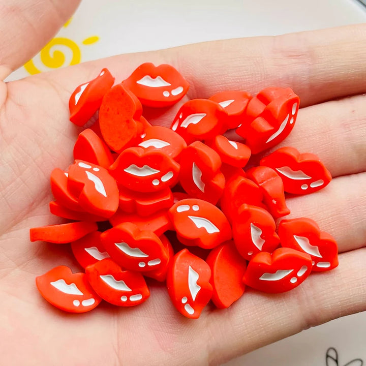 20 Pcs New Lovely Mini Cartoon Red Sexy Charm, Lips Resin Cabochon Scrapbook Diy Jewellery Hairpin Accessories Decorate Craft