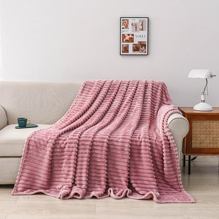 1pc Solid Color Flannel Blanket Soft Warm Throw Blankets for Couch Sofa Office Bed Camping Travel Multi-purpose Gift Blanket