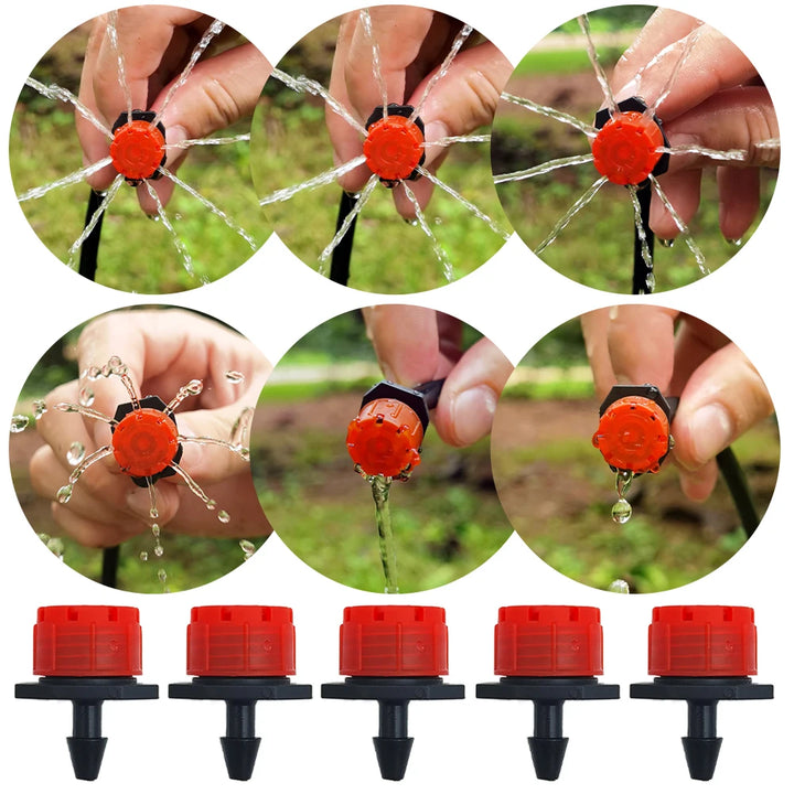 30-500PCS Adjustable 1/4 Irrigation Misting Dripper Sprinkler Head Micro Flow Drip Head Garden Watering Tool Lawn Greenhouse