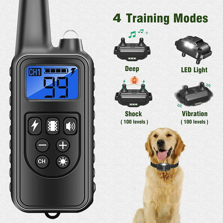 1pc Dog Training Device 20~100 lb Pet Dog Waterproof Collar LCD Long Distance Remote Control Static Electricity/Vibration