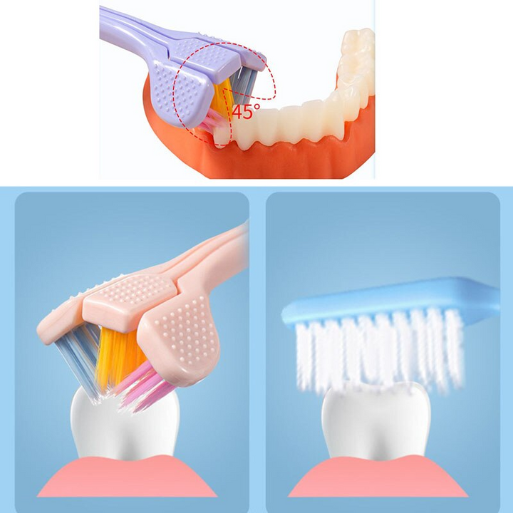 Three-Sided Soft Toothbrush